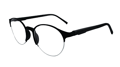 Soigné Unisex Black Half Rim Round Spectacle Frame-Medium
