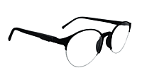 Soigné Unisex Black Half Rim Round Spectacle Frame-Medium