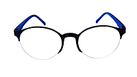 Soigné Unisex Black&Blue Half Rim Round Spectacle Frame-Medium