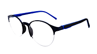 Soigné Unisex Black&Blue Half Rim Round Spectacle Frame-Medium
