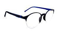 Soigné Unisex Black&Blue Half Rim Round Spectacle Frame-Medium