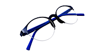 Soigné Unisex Black&Blue Half Rim Round Spectacle Frame-Medium