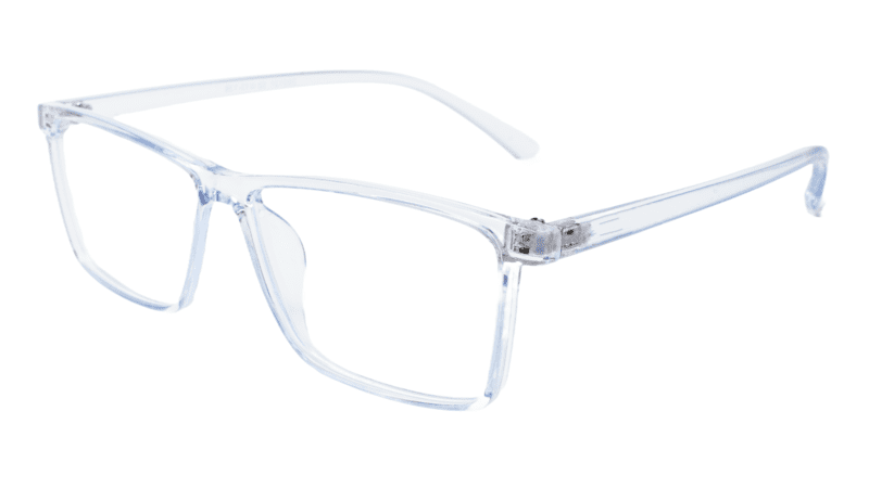Soigné Unisex Rectangular Spectacle Frame.See Through Blue-Large