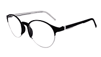 Soigné Unisex Black&White Half Rim Round Spectacle Frame-Medium