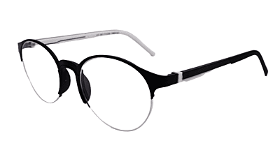 Soigné Unisex Black&White Half Rim Round Spectacle Frame-Medium