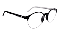 Soigné Unisex Black&White Half Rim Round Spectacle Frame-Medium