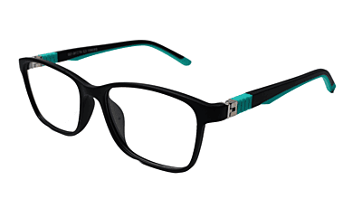 Soigné Kids Rectangular Spectacle Frame.Black&Green.(5-11)Y-Unisex