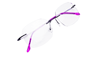 Soigné Female Square Rimless Spectacle Frame.Pink&Black