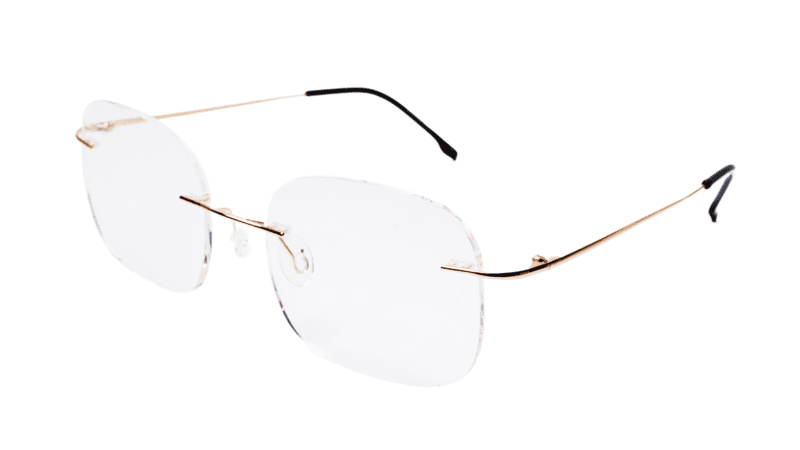 Soigné Unisex Square Rimless Spectacle Frame.Golden
