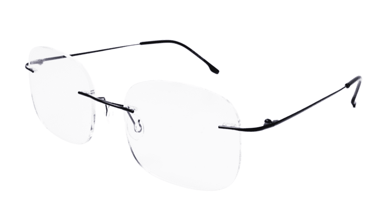 Soigné Unisex Square Rimless Spectacle Frame.Black Soigné Unisex Square Rimless Spectacle Frame.Black