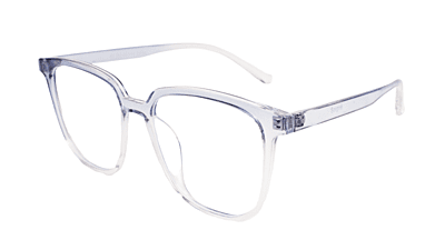 Soigné Unisex Oversized Square Spectacle Frame.Transparent&Blue