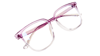 Soigné Female Oversize Square Spectacle Frame.Purple&Transparent