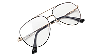 Soigné Unisex Aviator Spectacle Frame.Gold&Black-Medium