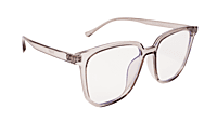 Soigné Unisex Oversized Square Spectacle Frame. See Through Gray