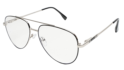 Soigné Unisex Aviator Spectacle Frame.Silver&Black-Medium
