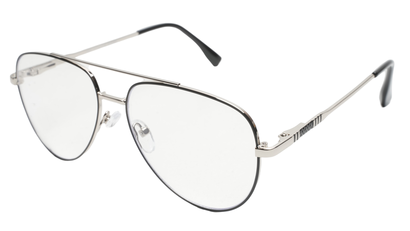 Soigné Unisex Aviator Spectacle Frame.Silver&Black-Medium Soigné Unisex Aviator Spectacle Frame.Silver&Black-Medium
