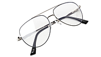Soigné Unisex Aviator Spectacle Frame.Silver&Black-Medium Soigné Unisex Aviator Spectacle Frame.Silver&Black-Medium