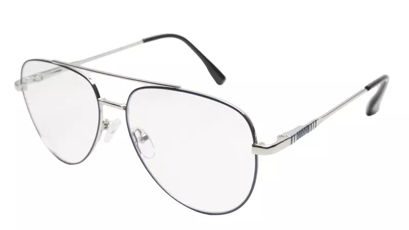Soigné Unisex Aviator Spectacle Frame.Blue&Silver-Medium Soigné Unisex Aviator Spectacle Frame.Blue&Silver-Medium