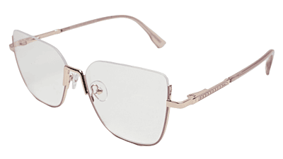 Soigné Female Oversize Square Spectacle Frame.Pink&Golden