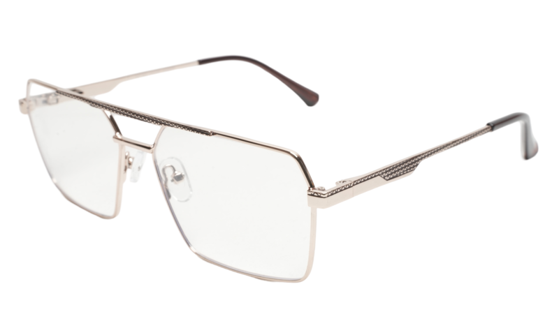 Soigné Unisex Rectangular Spectacle Frame.Gold-Large