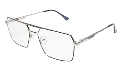 Soigné Unisex Rectangular Spectacle Frame.Silver&Blue-Large Soigné Unisex Rectangular Spectacle Frame.Silver&Blue-Large