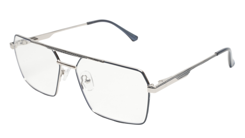 Soigné Unisex Rectangular Spectacle Frame.Silver&Blue-Large