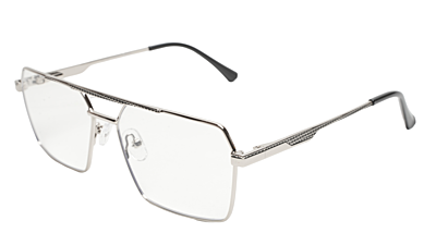 Soigné Unisex Rectangular Spectacle Frame.Silver Frame-Large Soigné Unisex Rectangular Spectacle Frame.Silver Frame-Large