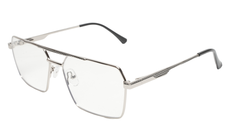 Soigné Unisex Rectangular Spectacle Frame.Silver Frame-Large