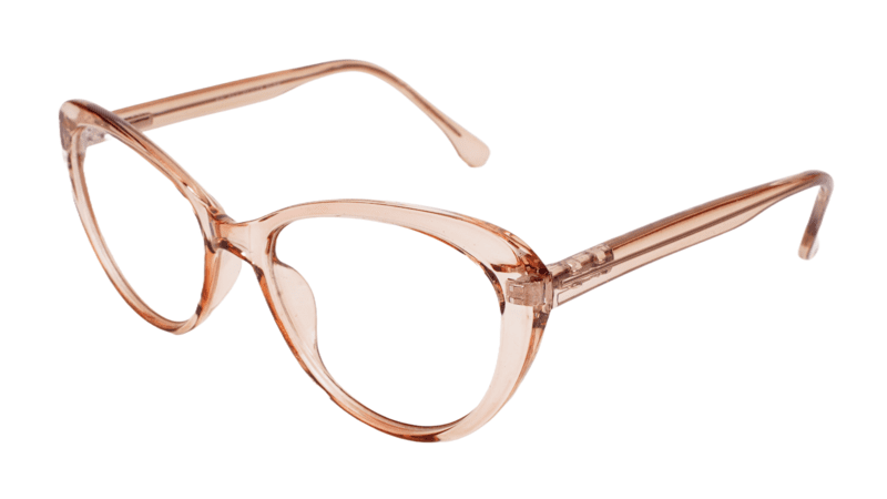 Soigné Female Cat Eye Spectacle Frame.See Through Brown-Large