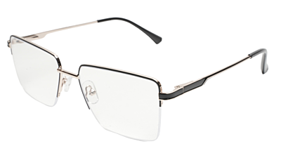 Soigné Unisex Half Rim Rectangular Spectacle Frame.Gold&Black-Medium