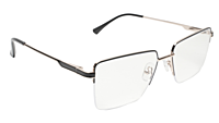 Soigné Unisex Half Rim Rectangular Spectacle Frame.Gold&Black-Medium