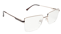Soigné Unisex Half Rim Rectangular Spectacle Frame.Gold&Brown-Medium