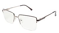 Soigné Unisex Half Rim Rectangular Spectacle Frame.Golden&Brown-Medium