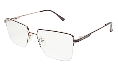 Soigné Unisex Half Rim Rectangular Spectacle Frame.Golden&Brown-Medium