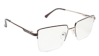 Soigné Unisex Half Rim Rectangular Spectacle Frame.Golden&Brown-Medium