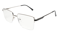 Soigné Unisex Half Rim Rectangular Spectacle Frame.Silver&Black-Medium Soigné Unisex Half Rim Rectangular Spectacle Frame.Silver&Black-Medium