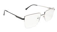 Soigné Unisex Half Rim Rectangular Spectacle Frame.Silver&Black-Medium Soigné Unisex Half Rim Rectangular Spectacle Frame.Silver&Black-Medium