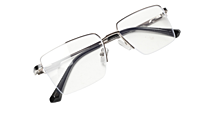 Soigné Unisex Half Rim Rectangular Spectacle Frame.Silver&Black-Medium Soigné Unisex Half Rim Rectangular Spectacle Frame.Silver&Black-Medium