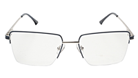 Soigné Unisex Half Rim Rectangular Spectacle Frame.Blue&Silver-Medium