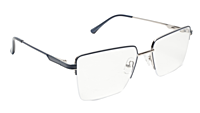 Soigné Unisex Half Rim Rectangular Spectacle Frame.Blue&Silver-Medium