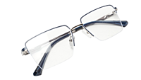 Soigné Unisex Half Rim Rectangular Spectacle Frame.Blue&Silver-Medium