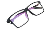 Unisex Oversized Rectangular Spectacles. Glossy Black Color Frame.