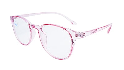 Soigné Female Round Spectacle Frame.See Through Pink-Medium