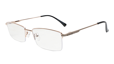 Soigné Unisex Half Rim Rectangular Spectacle Frame.Golden-Large Soigné Unisex Half Rim Rectangular Spectacle Frame.Golden-Large