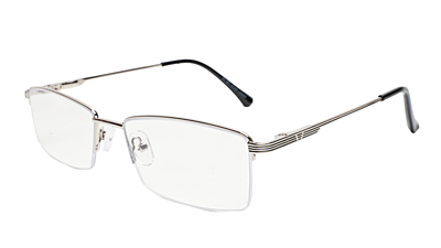 Soigné Unisex Half Rim Rectangular Spectacle Frame.Silver Color-Large