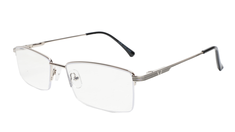 Soigné Unisex Half Rim Rectangular Spectacle Frame.Silver Color-Large