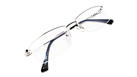 Soigné Unisex Half Rim Rectangular Spectacle Frame.Silver Color-Large