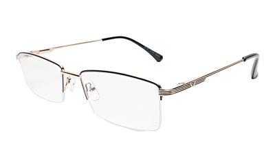 Soigné Unisex Half Rim Rectangular Spectacle Frame.Gold&Black-Large