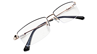Soigné Unisex Half Rim Rectangular Spectacle Frame.Gold&Black-Large