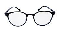 Soigné Unisex Round Spectacle Frames.Glossy Black-Medium